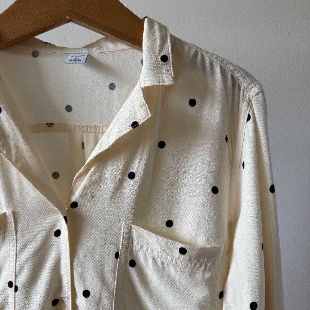 Old Navy Cream Satin Polka Dot Blouse | Size M | Chic Holiday Classic